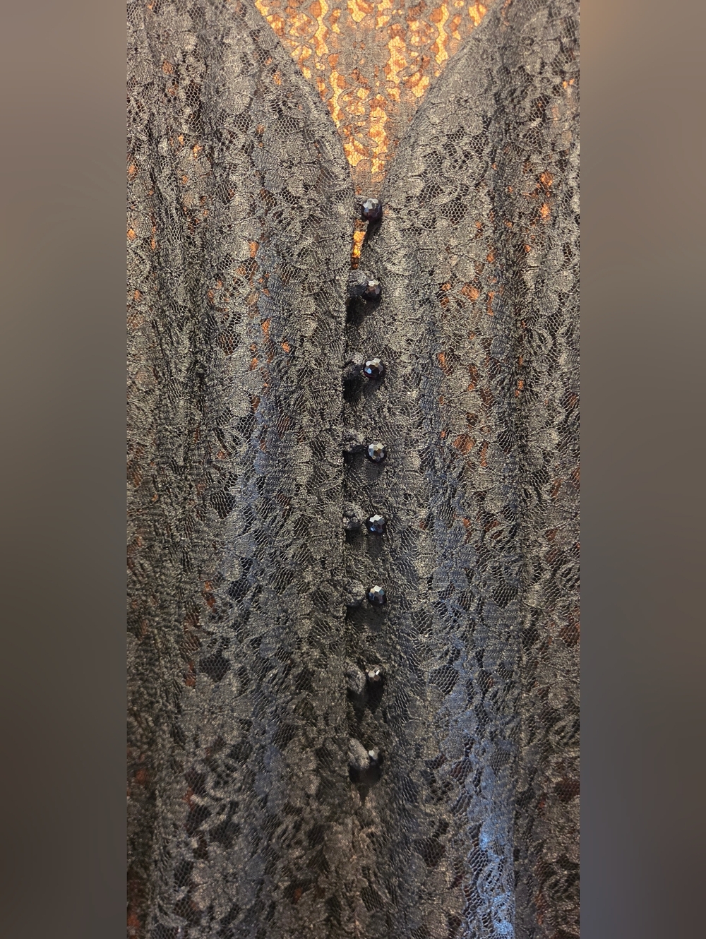 All That Jazz Vintage Sheer Black Lace Long Sleeve Maxi Dress SzM - Picture 10 of 12